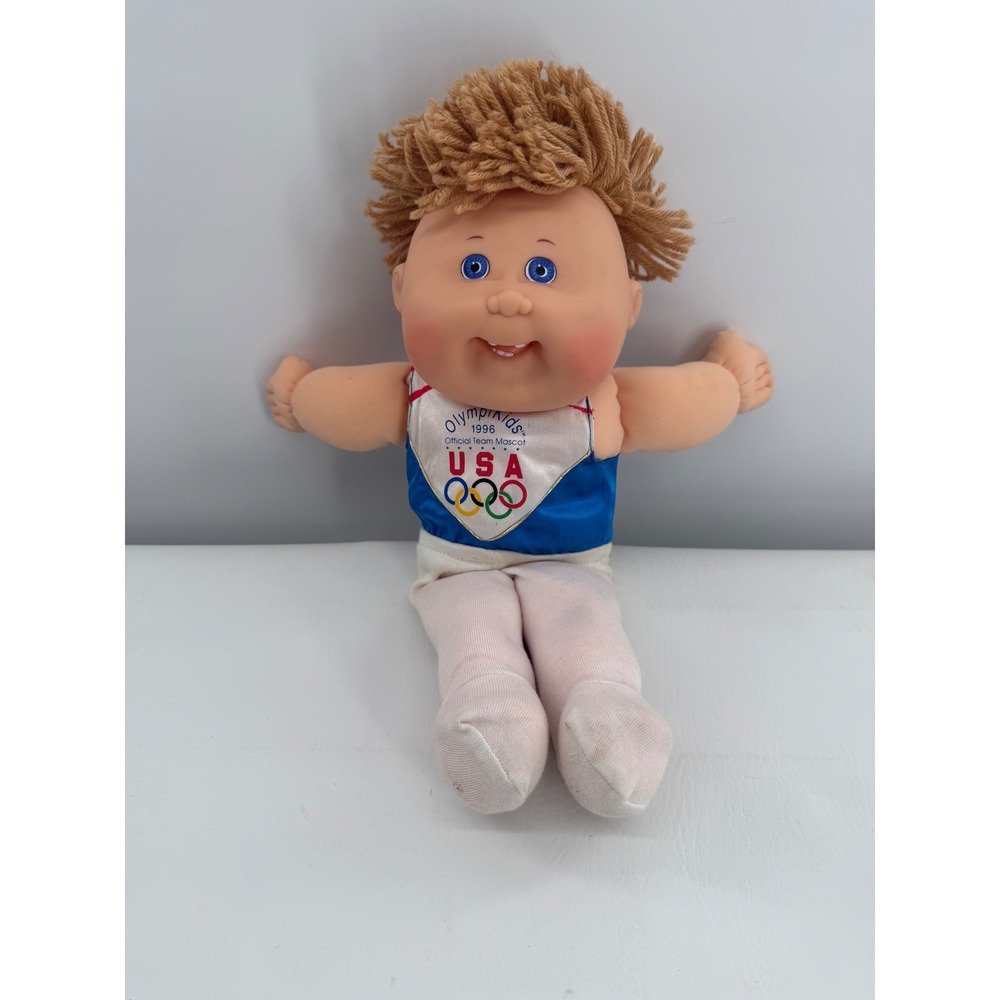 Cabbage Patch Kids Olympikids Plush 1996 USA Mascot 14" Blonde Blue Eye Gymnast